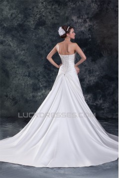 Sweetheart Satin Sleeveless A-Line Beautiful Wedding Dresses 2031387