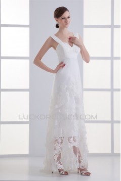 Sweetheart Sheath/Column Chiffon Satin Organza Wedding Dresses 2031389