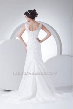 Fantastic Satin Taffeta Lace Mermaid/Trumpet Sleeveless Wedding Dresses 2030139