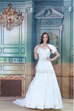 Sweetheart Sleeveless A-Line Satin Wedding Dresses with Jacket 2031390