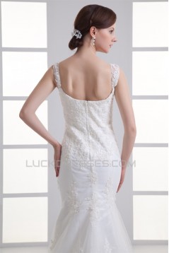 Sweetheart Sleeveless Satin Fine Netting Lace Embellished Wedding Dresses 2031393