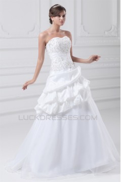 Sweetheart Sleeveless Satin Organza Taffeta Wedding Dresses 2031395