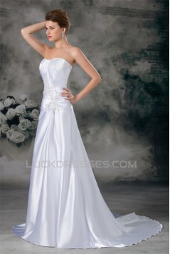 Sweetheart Sleeveless Sheath/Column Elastic Woven Satin Wedding Dresses 2031396