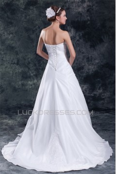 Taffeta A-Line Strapless Sleeveless Wedding Dresses 2031398