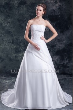 Taffeta A-Line Strapless Sleeveless Wedding Dresses 2031398