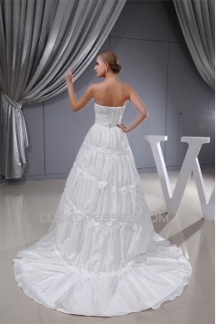 Fantastic Satin Taffeta Square A-Line Sleeveless Wedding Dresses 2030140