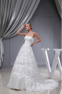 Fantastic Satin Taffeta Square A-Line Sleeveless Wedding Dresses 2030140