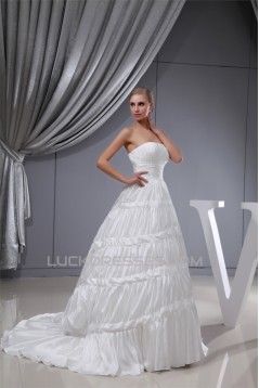 Fantastic Satin Taffeta Square A-Line Sleeveless Wedding Dresses 2030140