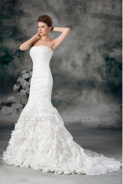 Taffeta Mermaid/Trumpet Strapless Sleeveless Embellished Wedding Dresses 2031400