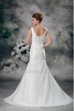 Taffeta Mermaid/Trumpet V-Neck Sleeveless Beaded Wedding Dresses 2031401