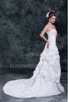 Taffeta Sleeveless A-Line Sweetheart Lace Wedding Dresses 2031402