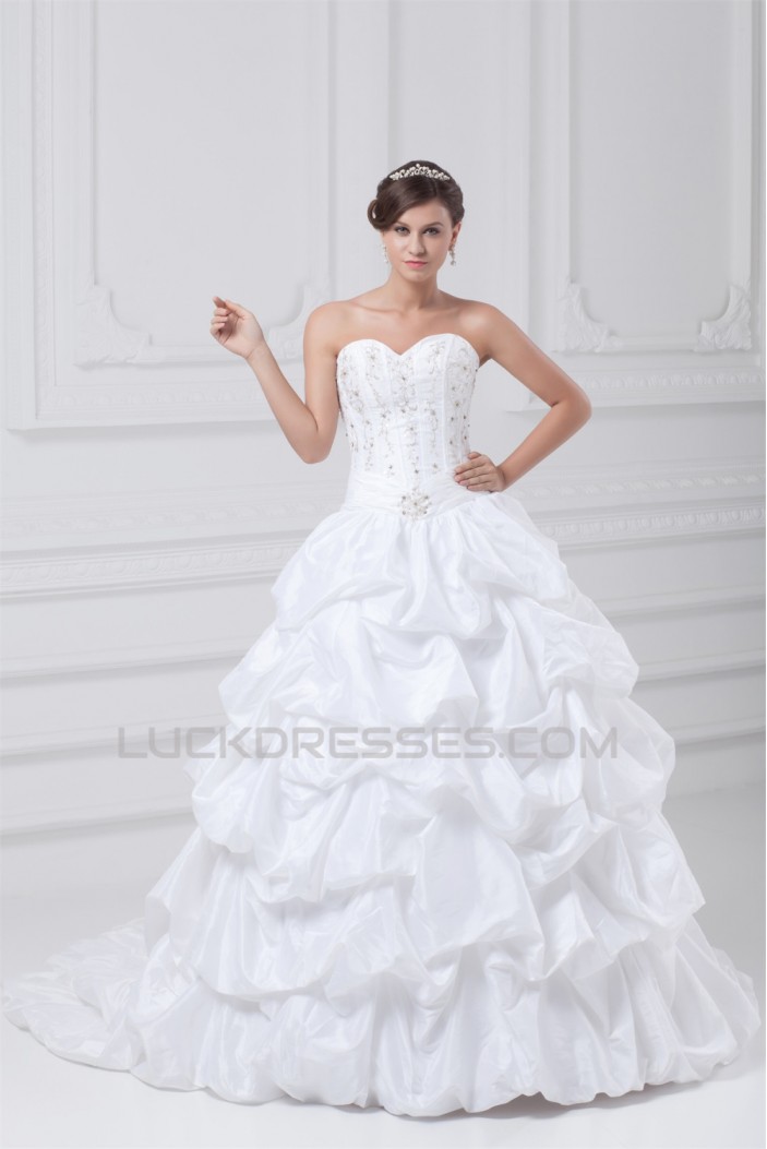 Taffeta Sweetheart Sleeveless Ball Gown Wedding Dresses 2031405