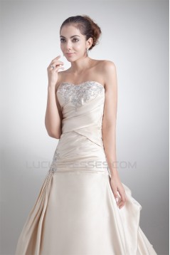 Unique Design A-Line Sleeveless Satin Sweetheart Wedding Dresses 2031406