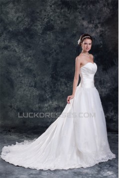 Unique Design A-Line Sleeveless Sweetheart Satin Sweet Wedding Dresses 2031407