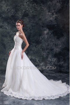 Unique Design A-Line Sleeveless Sweetheart Satin Sweet Wedding Dresses 2031407