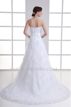 Unique Design Satin Lace A-Line Sweetheart Sleeveless Wedding Dresses 2031410
