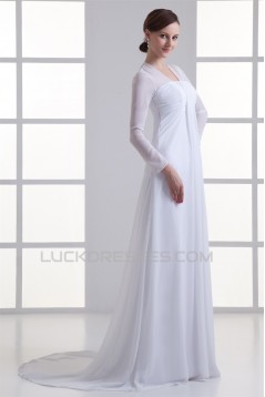 Empire V-Neck Chiffon Long Sleeve Sheath/Column Wedding Dresses Maternity Wedding Dresses 2031413