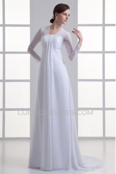 Empire V-Neck Chiffon Long Sleeve Sheath/Column Wedding Dresses Maternity Wedding Dresses 2031413