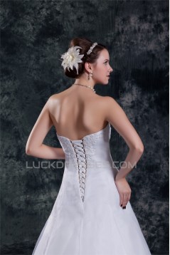 Wholesale A-Line Sleeveless Strapless Satin Organza Wedding Dresses 2031416