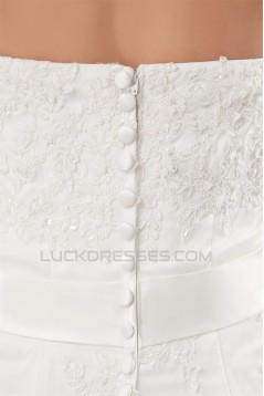 Wholesale Sheath/Column Satin Netting Sleeveless Lace Wedding Dresses 2031418