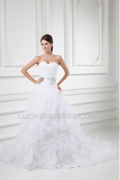 Wholesale Sleeveless Satin Organza Sweetheart A-Line Wedding Dresses 2031419