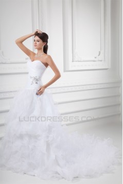 Wholesale Sleeveless Satin Organza Sweetheart A-Line Wedding Dresses 2031419