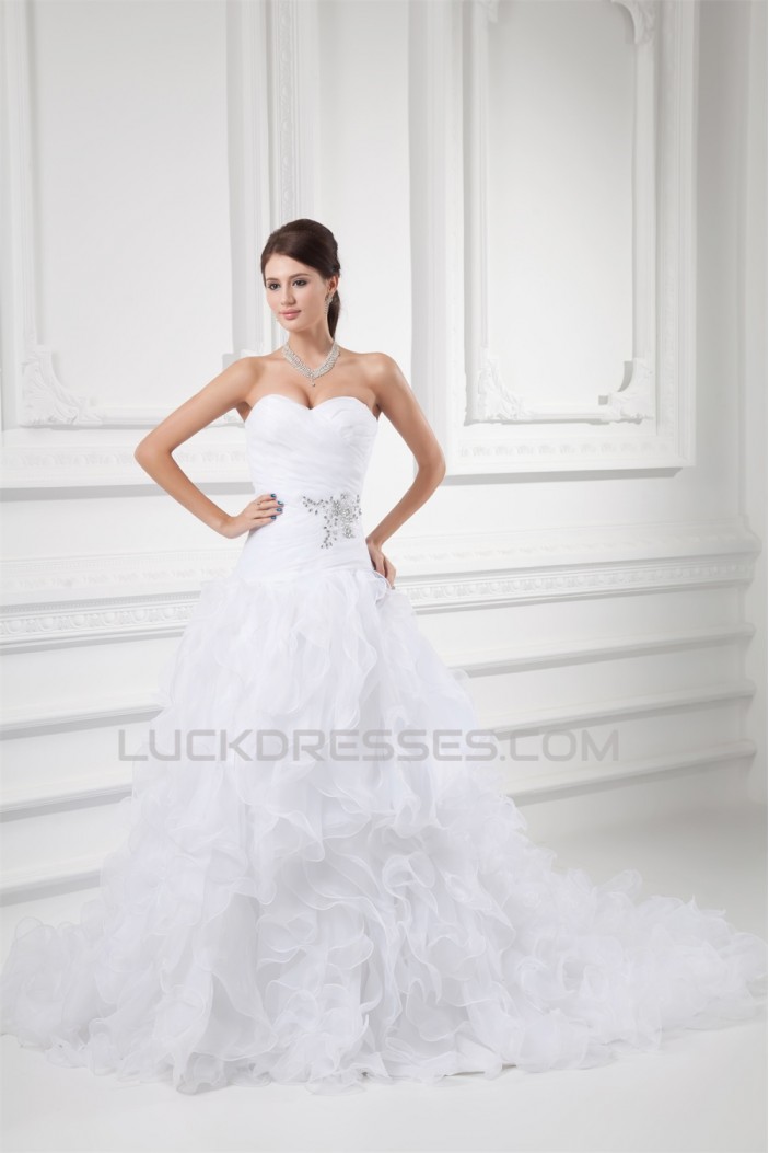 Wholesale Sleeveless Satin Organza Sweetheart A-Line Wedding Dresses 2031419