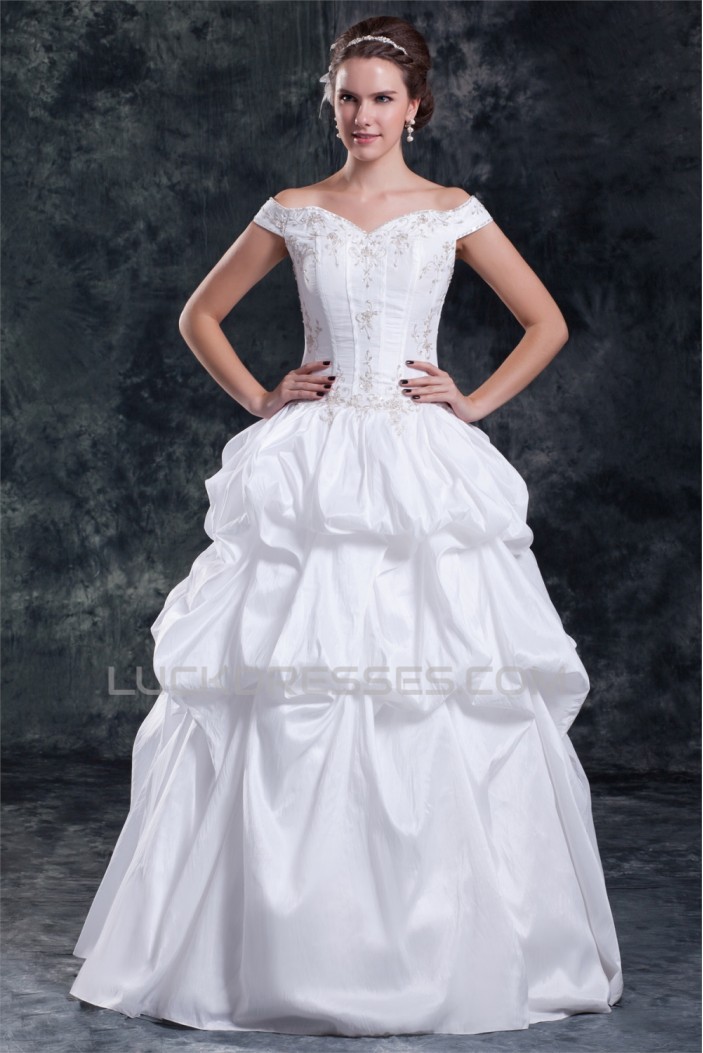 Wholesale Sleeveless Taffeta Off-the-Shoulder Ball Gown Wedding Dresses 2031420