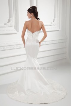 Wholesale Sweetheart Satin Sleeveless Mermaid/Trumpet Lace Wedding Dresses 2031421