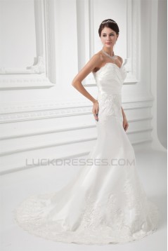 Wholesale Sweetheart Satin Sleeveless Mermaid/Trumpet Lace Wedding Dresses 2031421
