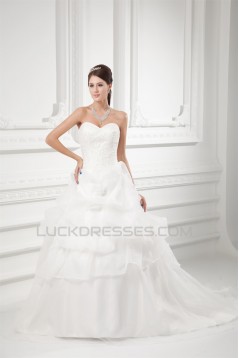 Wholesale Sweetheart Sleeveless Ball Gown Satin Organza Wedding Dresses 2031422