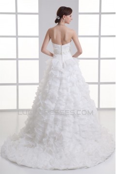 Wonderful Ball Gown Satin Organza Sleeveless Sweetheart Wedding Dresses 2031426