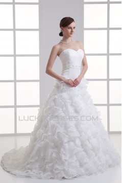 Wonderful Ball Gown Satin Organza Sleeveless Sweetheart Wedding Dresses 2031426
