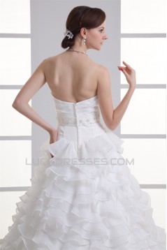Wonderful Ball Gown Satin Organza Sleeveless Sweetheart Wedding Dresses 2031426