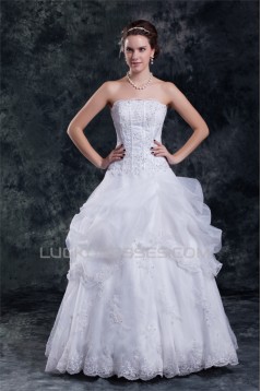 Wonderful Ball Gown Strapless Satin Organza Sleeveless Wedding Dresses 2031427