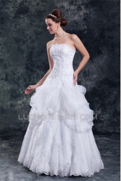 Wonderful Ball Gown Strapless Satin Organza Sleeveless Wedding Dresses 2031427