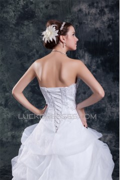 Wonderful Ball Gown Strapless Satin Organza Sleeveless Wedding Dresses 2031427