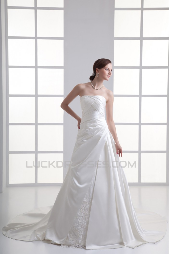 Wonderful Sleeveless Satin Soft Sweetheart A-Line Wedding Dresses 2031430