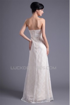 Wonderful Sleeveless Strapless Satin Lace A-Line Wedding Dresses 2031431