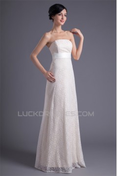 Wonderful Sleeveless Strapless Satin Lace A-Line Wedding Dresses 2031431