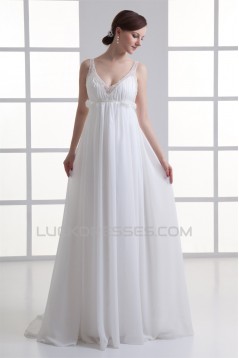 Wonderful V-Neck Sleeveless Chiffon Beaded Empire Wedding Dresses Maternity Wedding Dresses 2031434