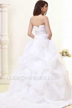 A-Line Strapless Court Train Wedding Dresses 2031435