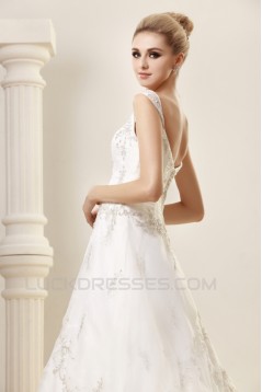 A-Line Straps Sleeveless Court Train Wedding Dresses 2031437
