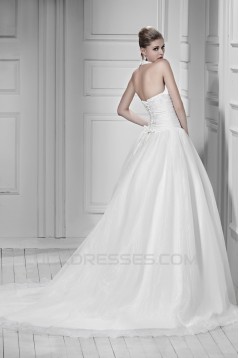 Elegant A-Line Halter Court Train Wedding Dresses 2031438