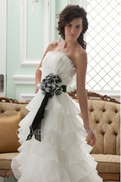 A-Line Strapless Court Train Wedding Dresses 2031444