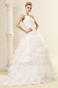 A-Line One-Shoulder Court Train Wedding Dresses 2031447