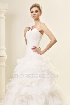 A-Line One-Shoulder Court Train Wedding Dresses 2031447