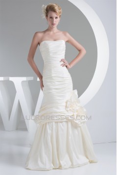 Fantastic Taffeta Sleeveless Mermaid/Trumpet Strapless Wedding Dresses 2030145