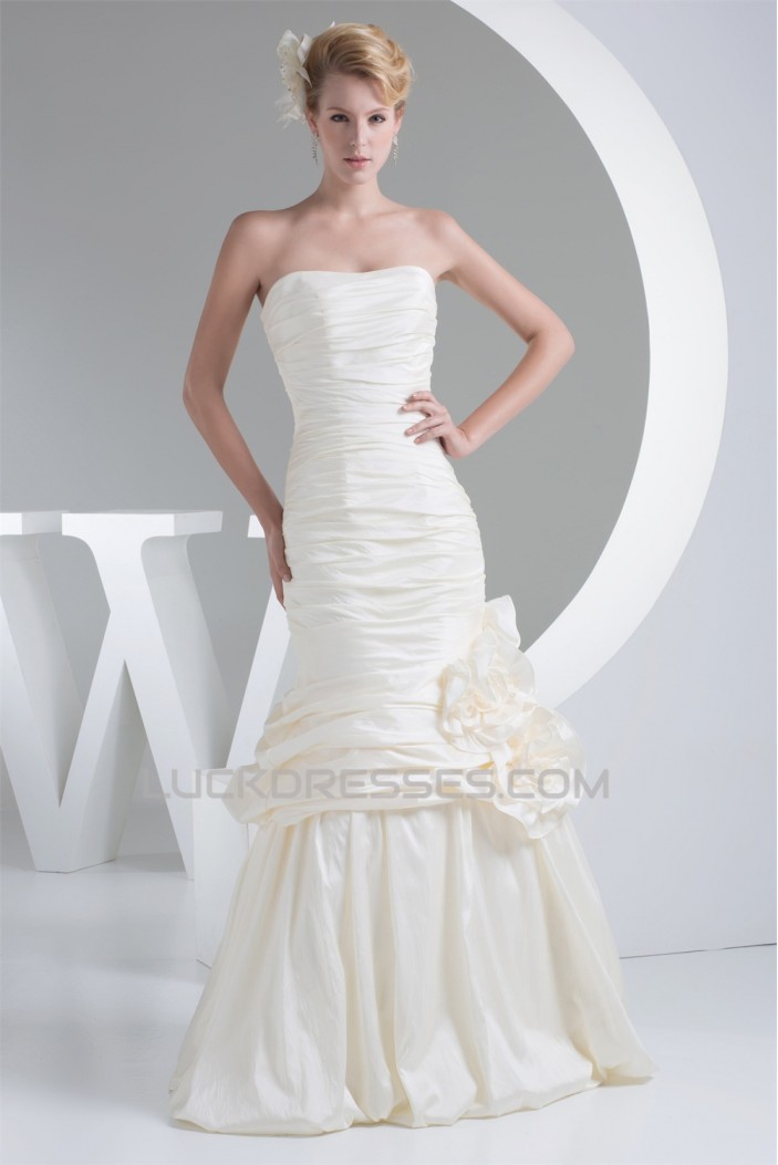 Fantastic Taffeta Sleeveless Mermaid/Trumpet Strapless Wedding Dresses 2030145