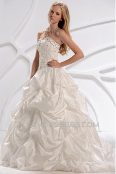 A-Line Sweetheart Beaded Lace Court Train Wedding Dresses 2031450